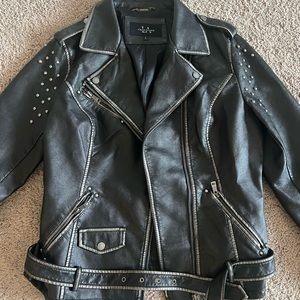 Off black studded leather jacket